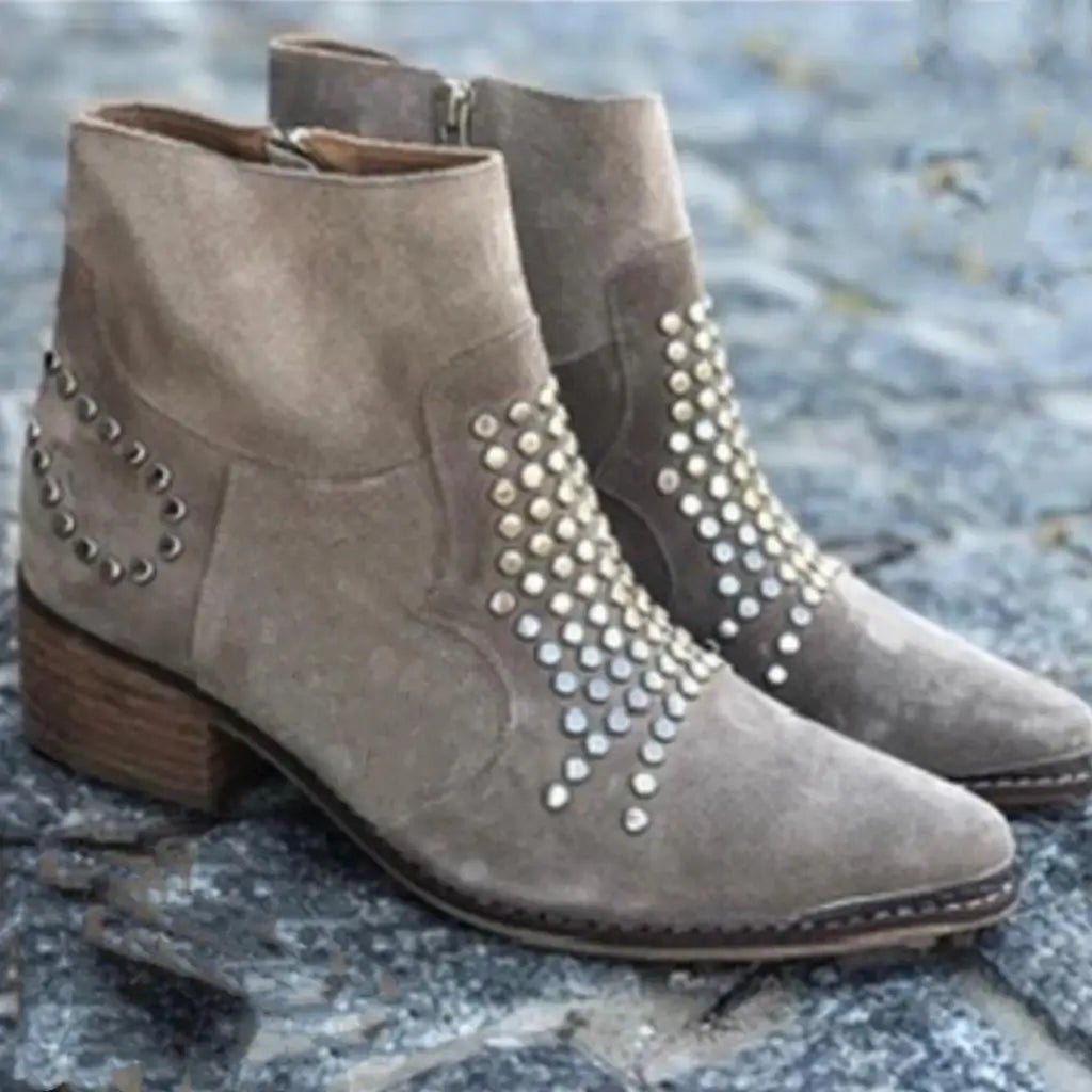 Reagan | Studded Pointed Toe Ankle Boots