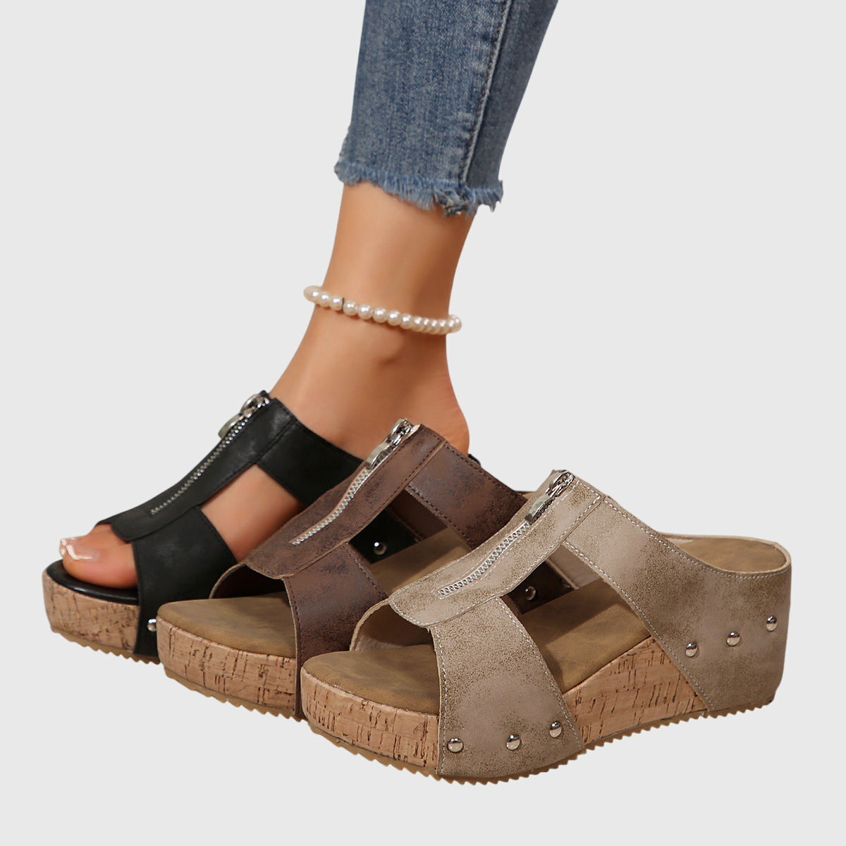 Remi | Stylish Cork Wedge Sandals