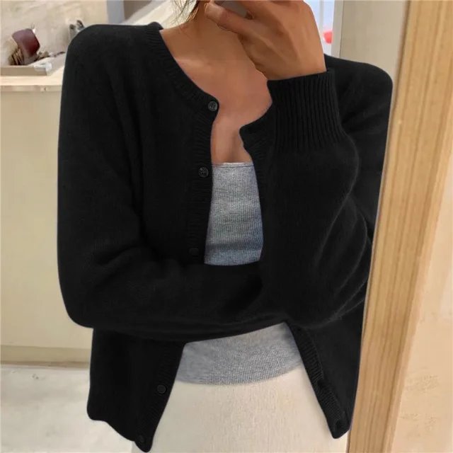 Riley | Fitted Cropped Crew Neck Cardigan