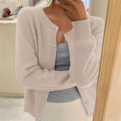 Riley | Fitted Cropped Crew Neck Cardigan