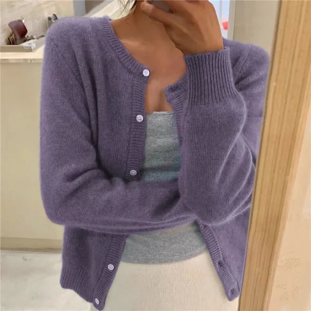 Riley | Fitted Cropped Crew Neck Cardigan