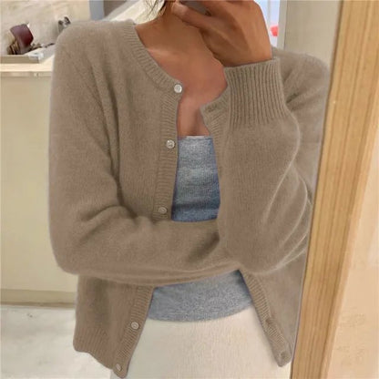 Riley | Fitted Cropped Crew Neck Cardigan