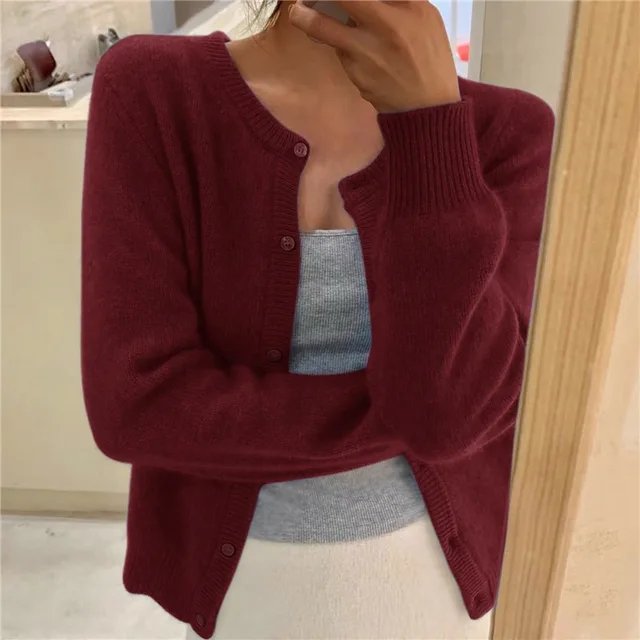 Riley | Fitted Cropped Crew Neck Cardigan