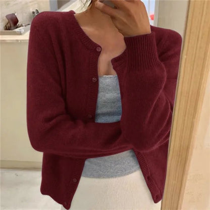 Riley | Fitted Cropped Crew Neck Cardigan