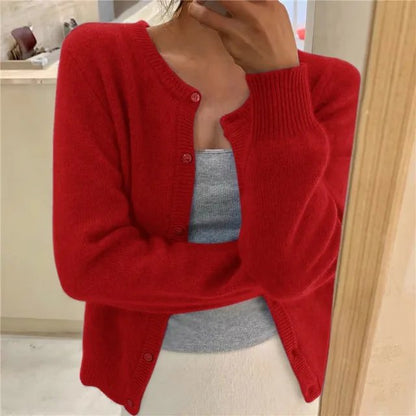 Riley | Fitted Cropped Crew Neck Cardigan