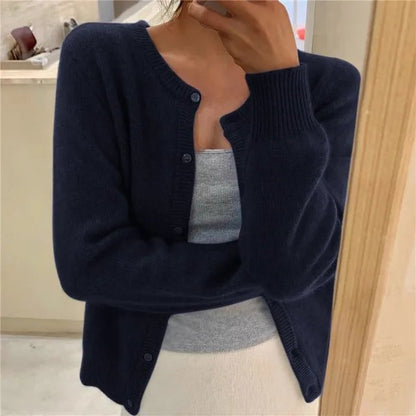 Riley | Fitted Cropped Crew Neck Cardigan