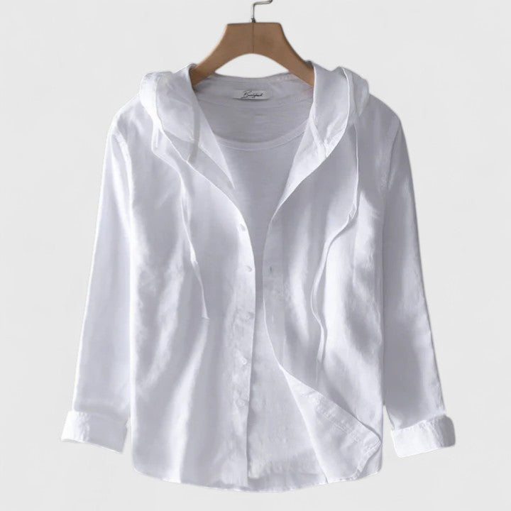 Riley | Striped Hooded Button Front Shirt