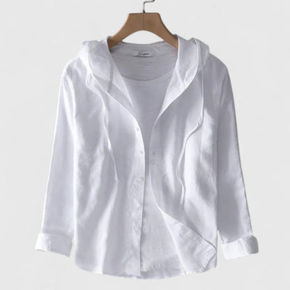Riley | Striped Hooded Button Front Shirt