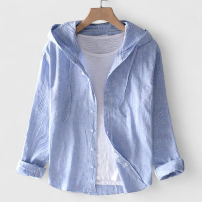 Riley | Striped Hooded Button Front Shirt