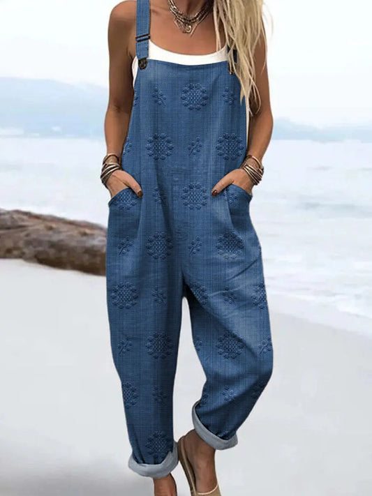 River | Textured Floral Dungaree Jumpsuit