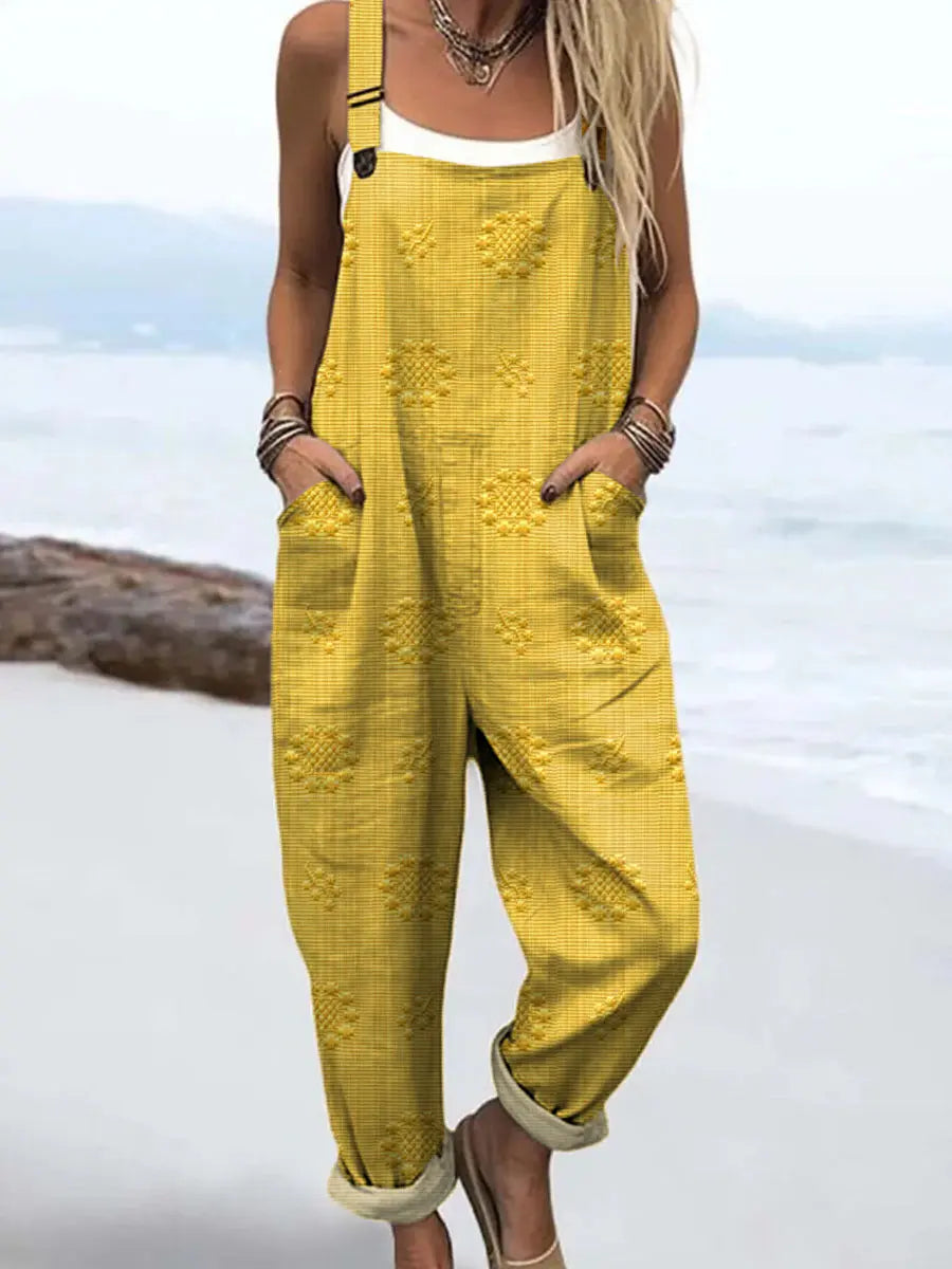 River | Textured Floral Dungaree Jumpsuit