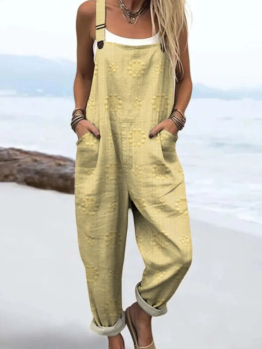 River | Textured Floral Dungaree Jumpsuit