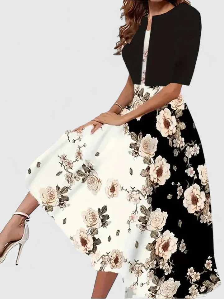 Audrey | Elegant Floral Printed Midi Dress