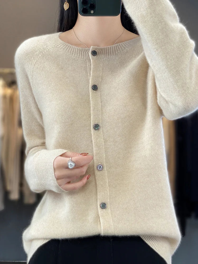 Fiona | Button Front Crew Neck Cardigan