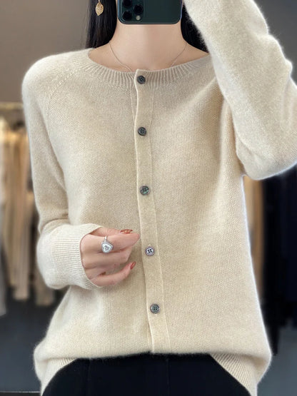Fiona | Button Front Crew Neck Cardigan
