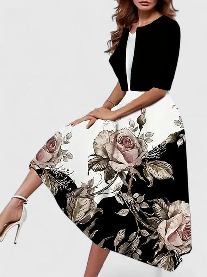 Audrey | Elegant Floral Printed Midi Dress