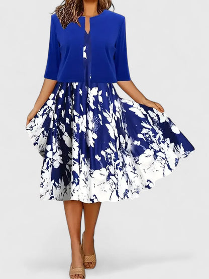Audrey | Elegant Floral Printed Midi Dress