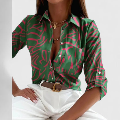 Victoria | Elegant Print Long Sleeve Blouse