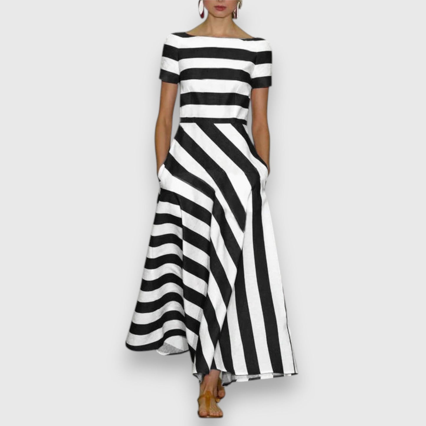 Marina | Nautical Stripe A-Line Maxi Dress