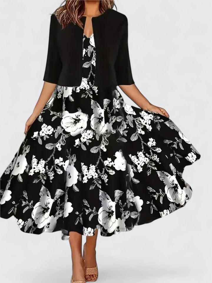 Audrey | Elegant Floral Printed Midi Dress