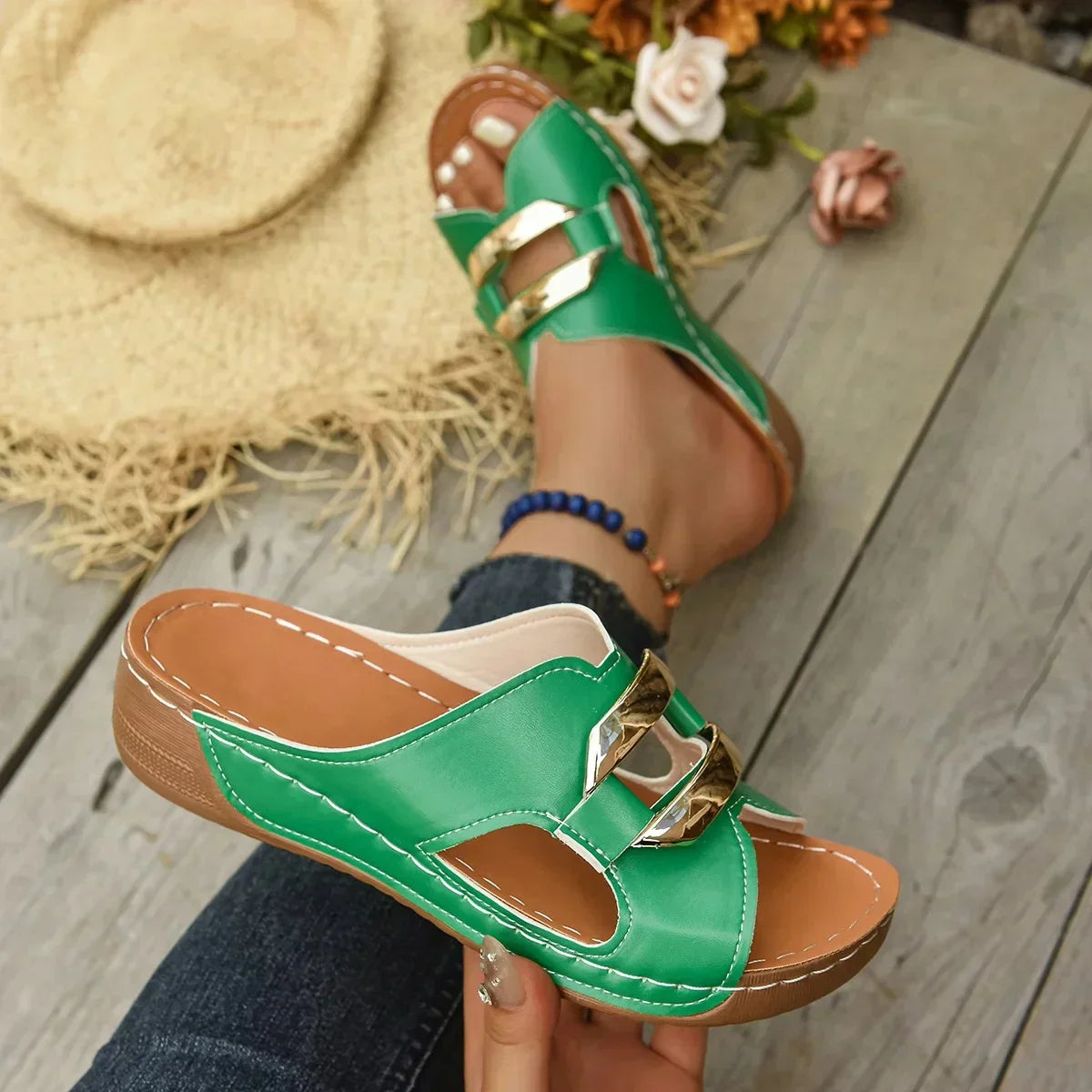Brooklyn | Orthopedic Wedge Mule Sandals
