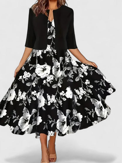 Audrey | Elegant Floral Printed Midi Dress