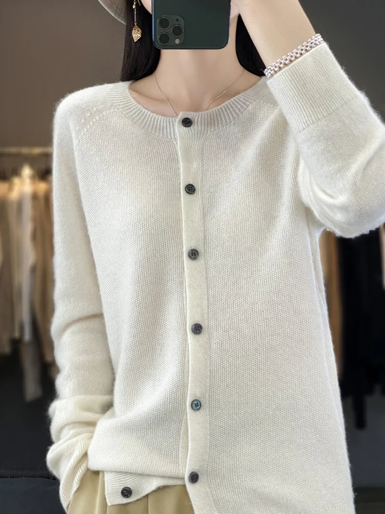 Fiona | Button Front Crew Neck Cardigan