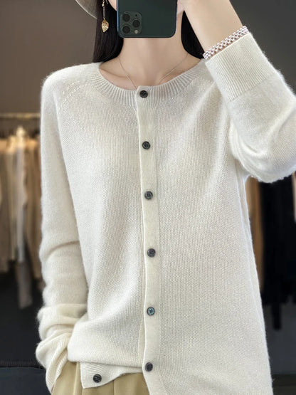 Fiona | Button Front Crew Neck Cardigan