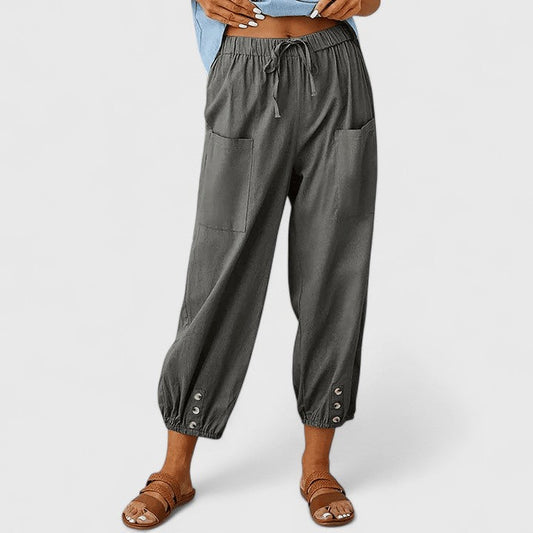 Savannah | Drawstring Waist Cuffed Crop Pants