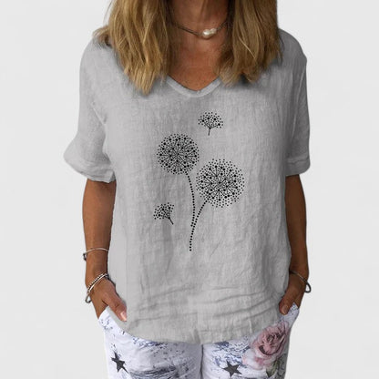 Lily | Flower Print Blouse Shirt With V-Neck