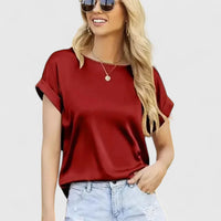 Vera | Elegant Crew Neck Blouse Top