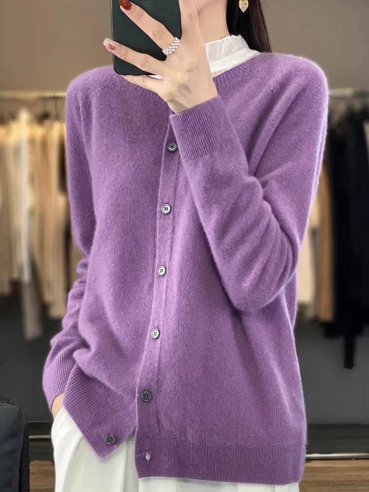 Fiona | Button Front Crew Neck Cardigan