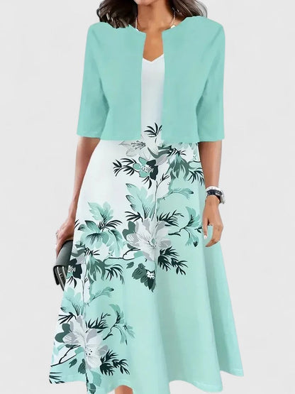 Audrey | Elegant Floral Printed Midi Dress