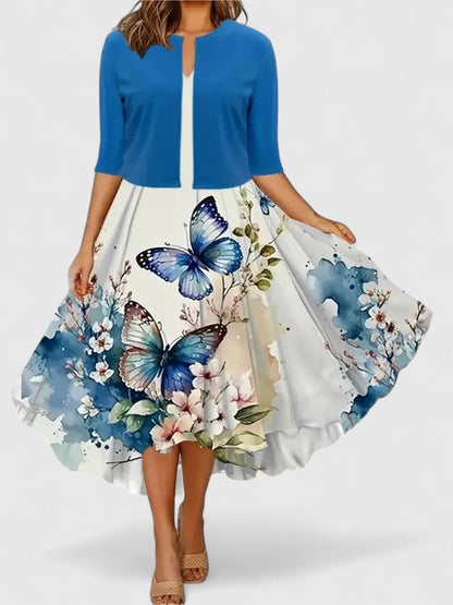 Audrey | Elegant Floral Printed Midi Dress