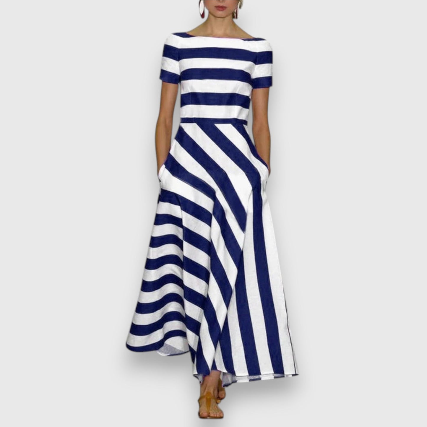 Marina | Nautical Stripe A-Line Maxi Dress