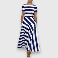 Marina | Nautical Stripe A-Line Maxi Dress