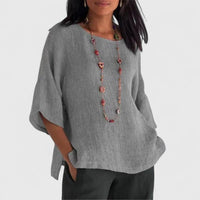 Natalie | Comfortable Flowy Blouse With Crew Neck