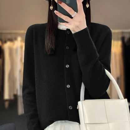 Fiona | Button Front Crew Neck Cardigan