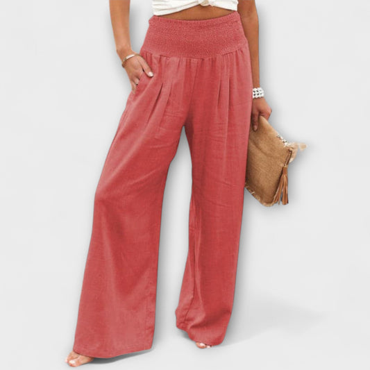 Amber | High Waist Pleated Wide Leg Pants