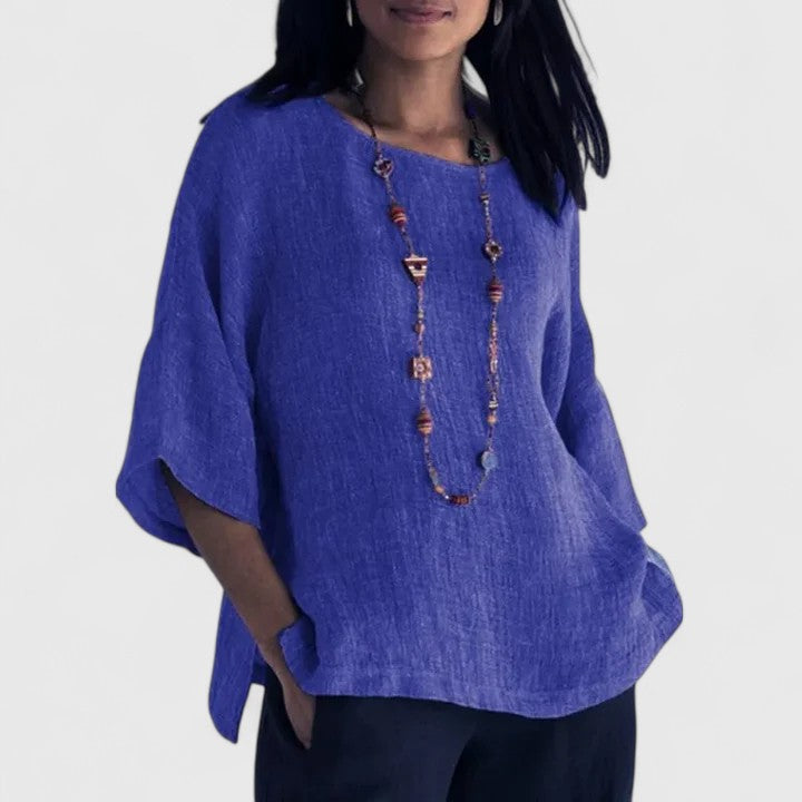Natalie | Comfortable Flowy Blouse With Crew Neck