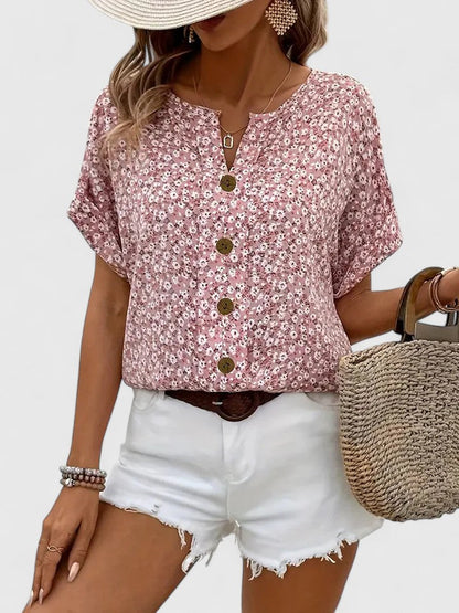 Sadie | Floral Button Front Summer Blouse