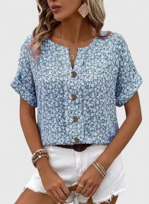 Sadie | Floral Button Front Summer Blouse