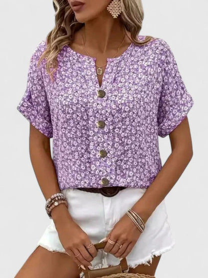 Sadie | Floral Button Front Summer Blouse