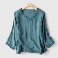 Sage | Boho V-Neck Blouse Top