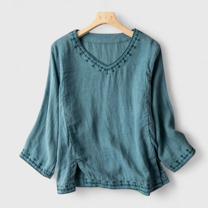 Sage | Boho V-Neck Blouse Top