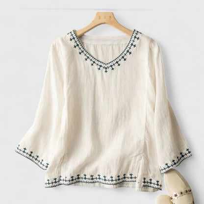 Sage | Boho V-Neck Blouse Top