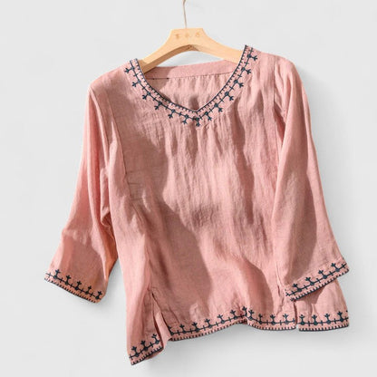 Sage | Boho V-Neck Blouse Top