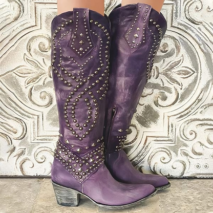 Savannah | Studded Western Knee High Boots
