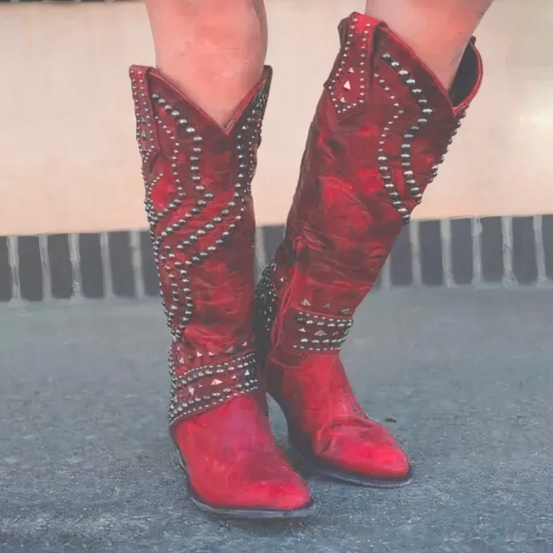 Savannah | Studded Western Knee High Boots