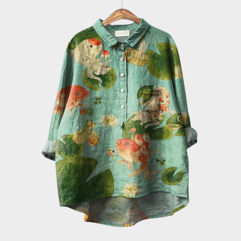 Sydney | Artistic Nature Print Blouse Shirt